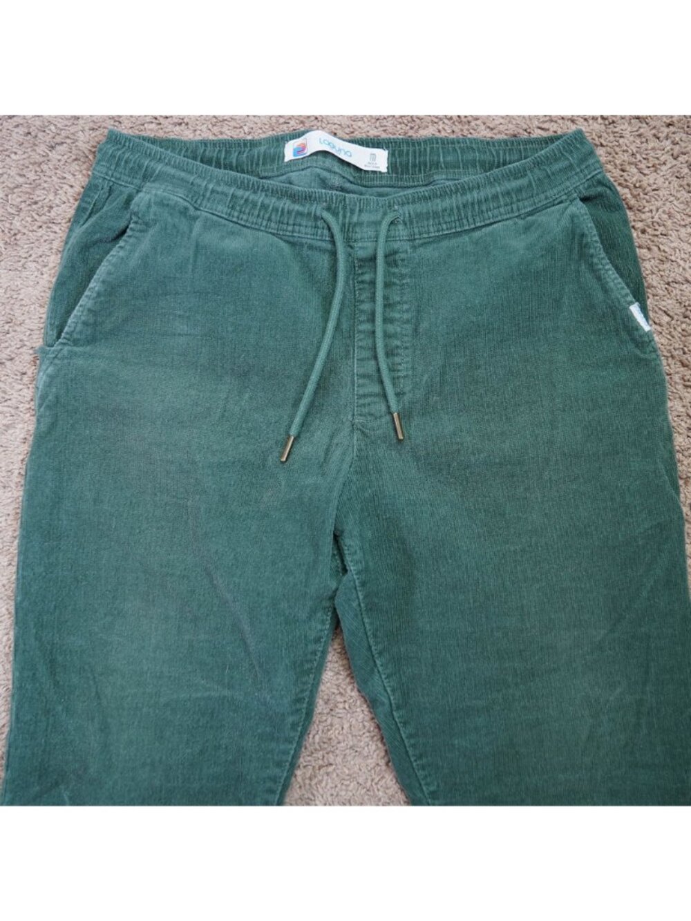 Laguna Corduroy Jogger Pants Mens M Green Slim Fit Stretch Beach Casual - Picture 3 of 9
